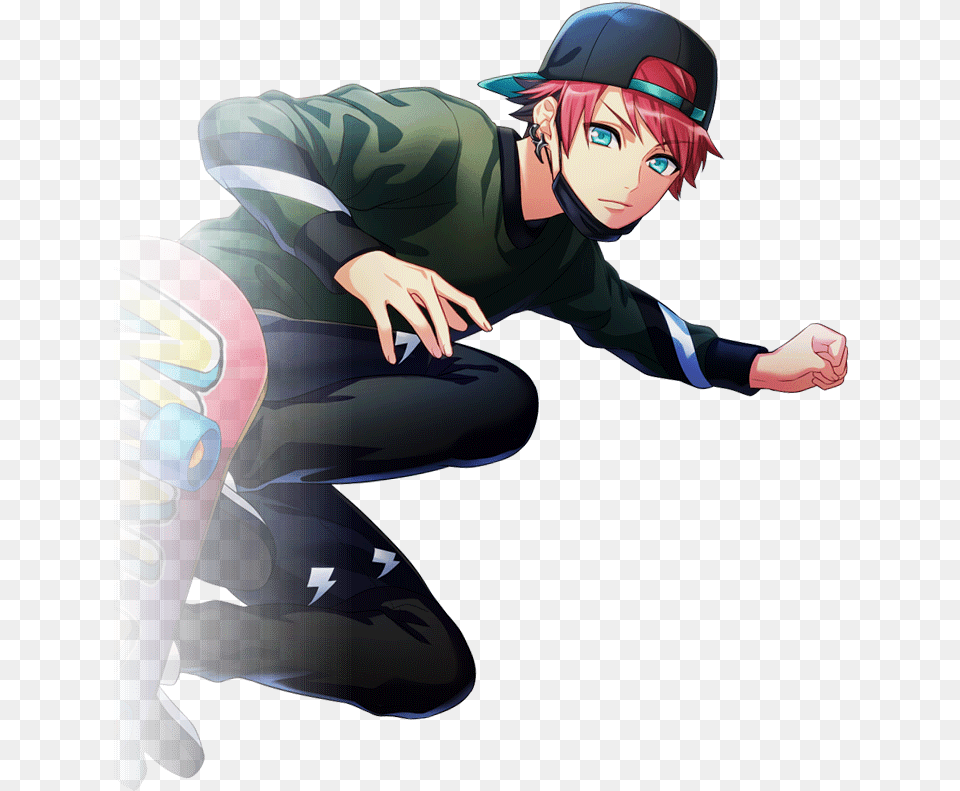 Fileskateboard Boy Taichi Serious Ssr Transparentpng Anime Boy With Skateboard, Book, Comics, Publication, Baby Free Png Download