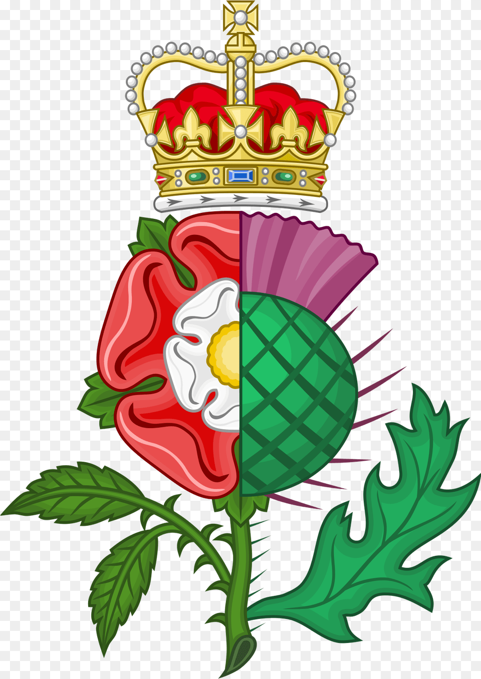 Fileunion Of The Crowns Royal Badge Imperial Crownsvg Scottish Thistle Clipart, Accessories, Jewelry, Leaf, Plant Png