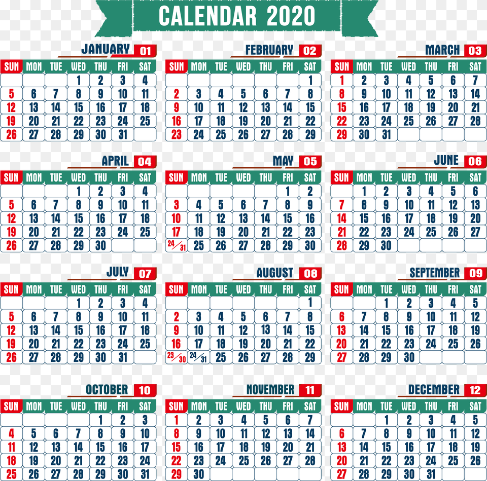 Fillable Yearly Calendar One, Text Png