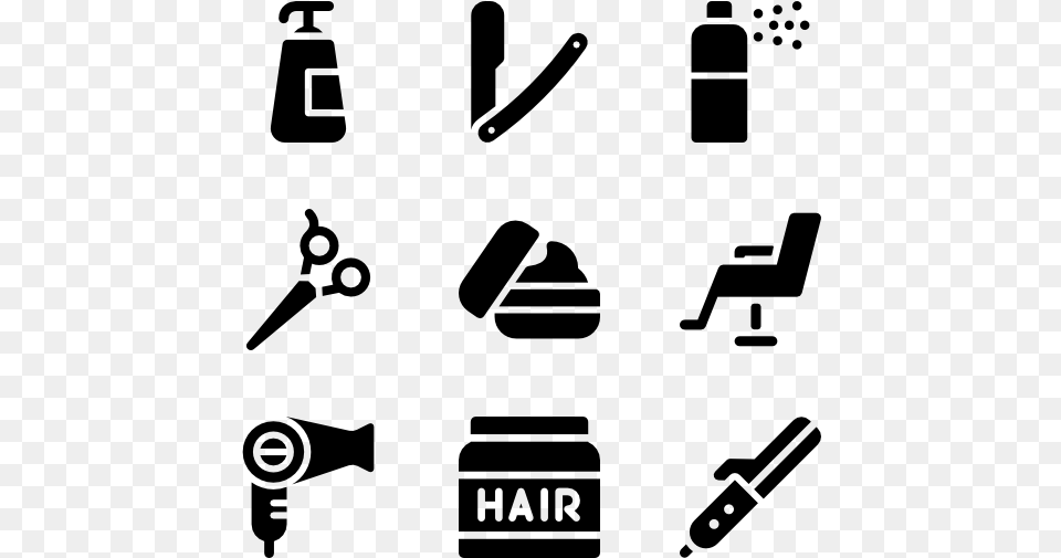 Filled Hairdressing Salon Elements, Gray Free Transparent Png