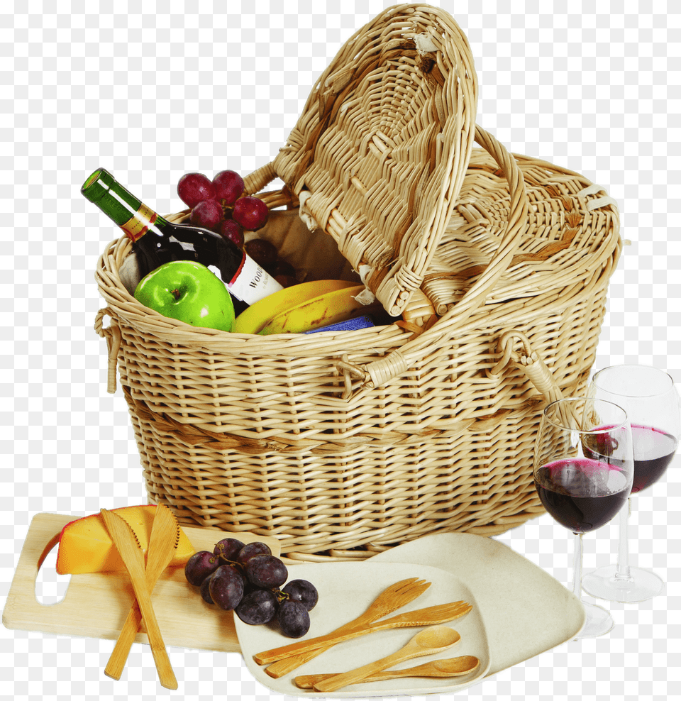 Filled Picnic Basket Picnic, Banana, Food, Fruit, Plant Free Png Download