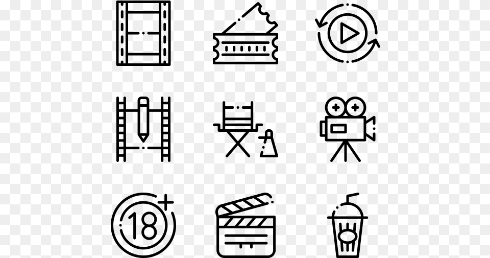Film Industry Design Icons Vector, Gray Free Png