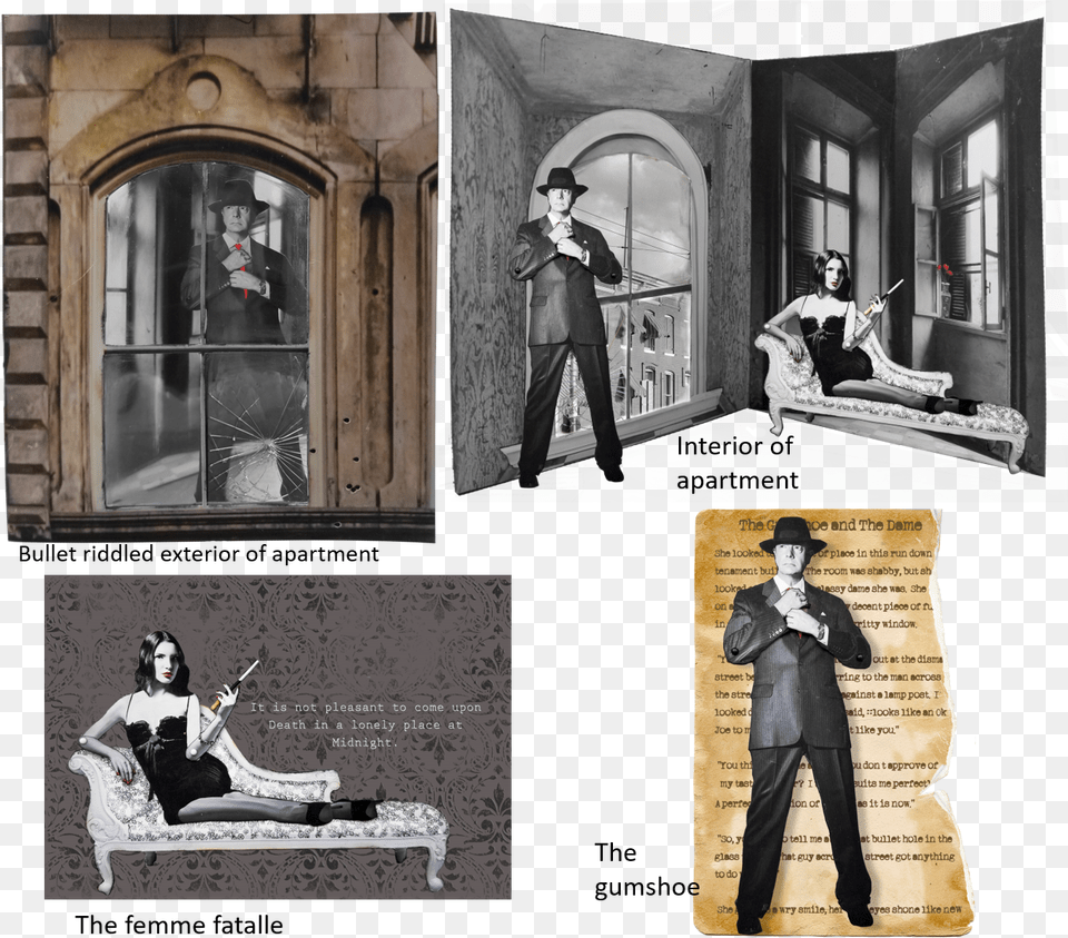 Film Noir Gentleman, Adult, Person, Female, Collage Free Png