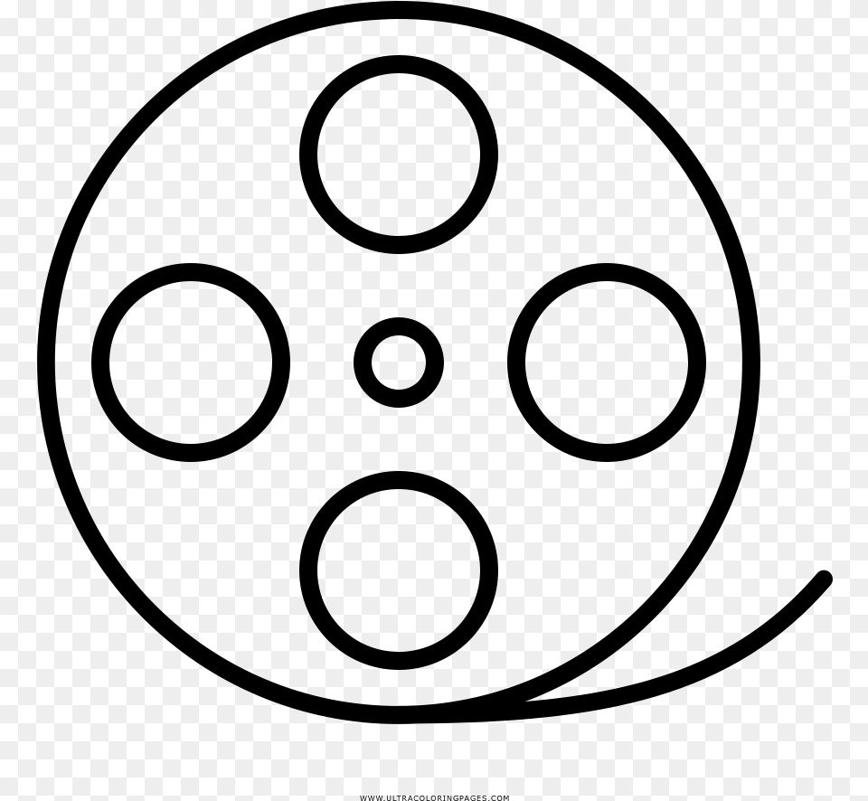Film Reel Coloring Page, Gray Png