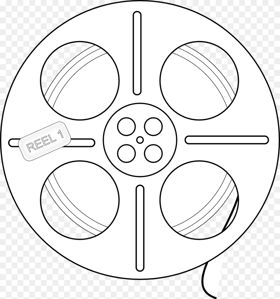 Film Tape Reel Black White Line Art 555px White Film Wheel, Disk Free Transparent Png