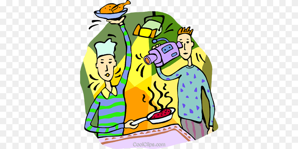 Filming A Cooking Show Royalty Vector Clip Art Cooking Show Clipart, Baby, Person, Face, Head Free Transparent Png
