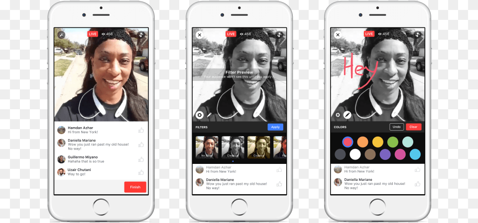 Filters And Doodles For Facebook Live Videos Facebook Live Video Brand, Electronics, Mobile Phone, Phone, Person Png