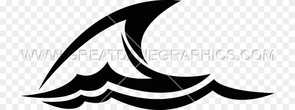 Fin Black And White Shark Fin And Wave, Logo, Bow, Weapon, Text Free Png