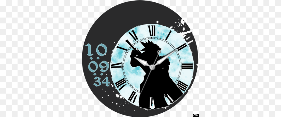 Final Fantasy 7cloud Strife Round Custom Faces Full Fictional Character, Analog Clock, Clock, Adult, Bride Png