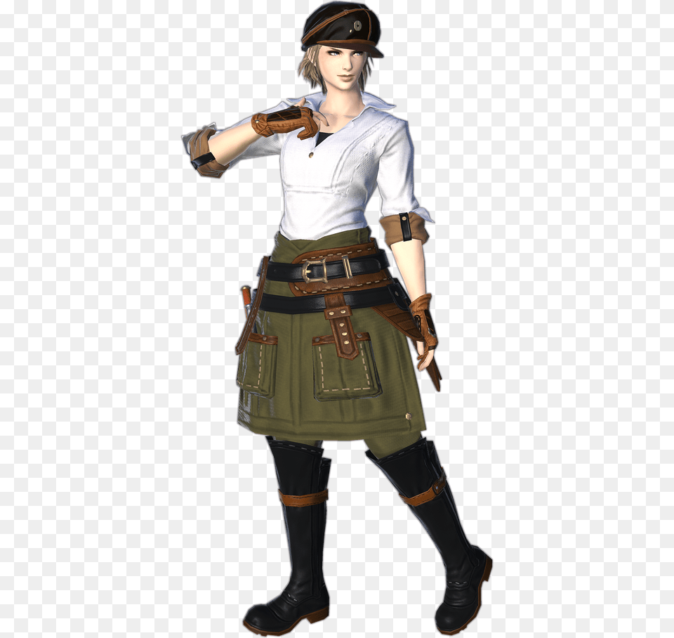 Final Fantasy Wiki Ffxiv Level 80 Crafting Gear, Clothing, Skirt, Female, Girl Png