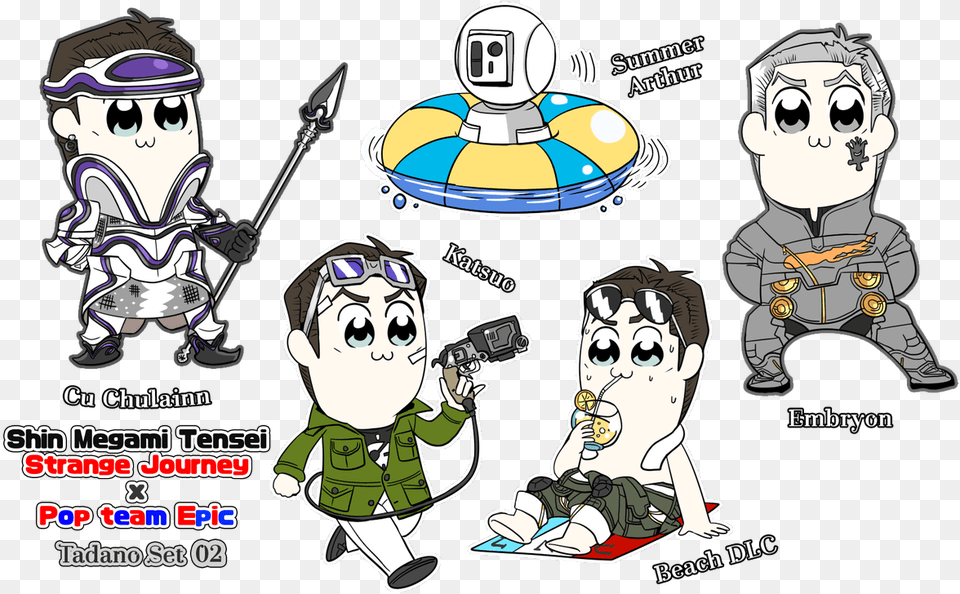 Finally The Pop Team Epic X Megaten Crossover Stickers Shin Megami Tensei Pop Team Epic, Book, Comics, Publication, Baby Png Image