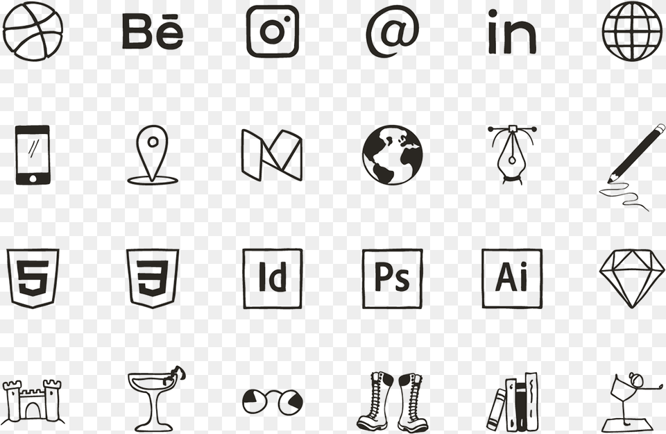 Finances Icons Hand Drawn, Text, Alphabet, Ampersand, Symbol Free Transparent Png