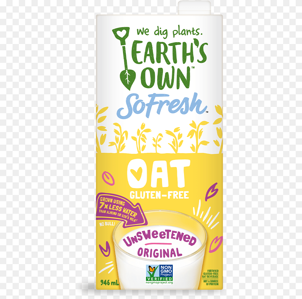 Find The Original Unsweetened Oat Milk In The Shelf Earth39s Own Oat Milk, Dessert, Food, Yogurt, Advertisement Png