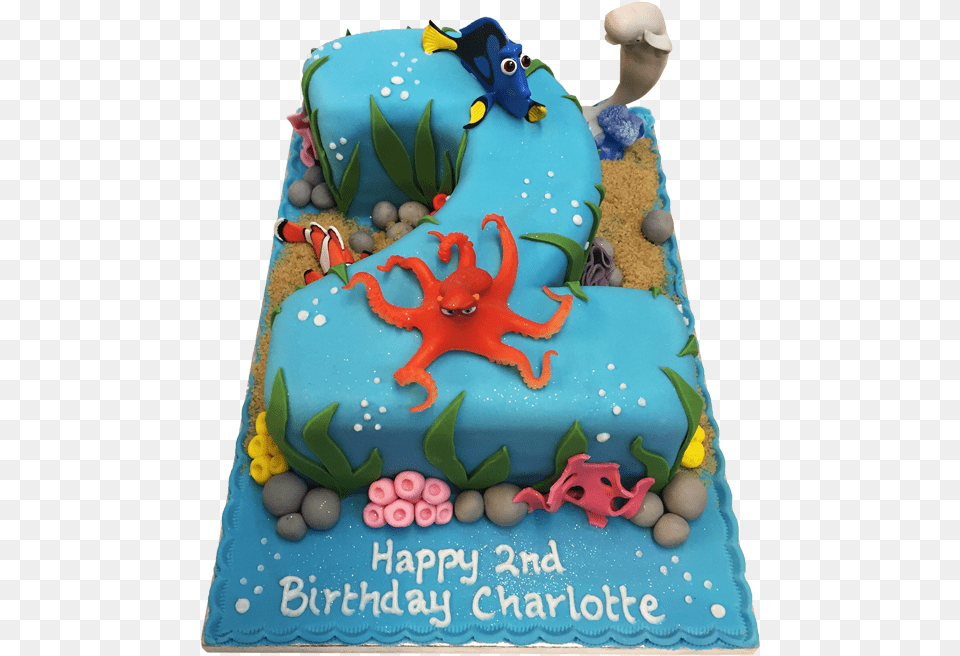 Finding Dory Birthday Cake Qwdq Finding Dory Number Finding Dory Number Cake, Birthday Cake, Cream, Dessert, Food Free Transparent Png