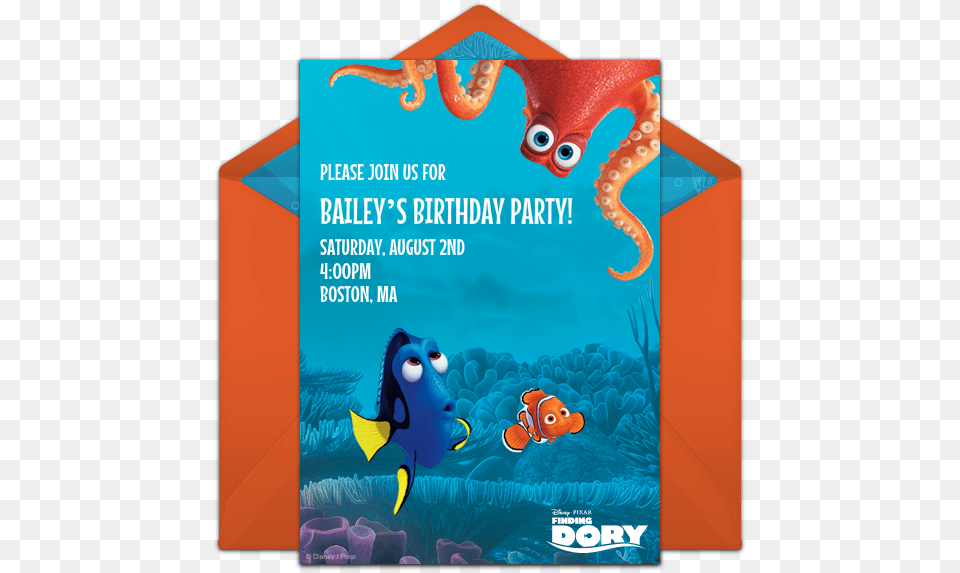 Finding Dory Birthday Invitations Template, Advertisement, Poster, Animal, Fish Free Png Download