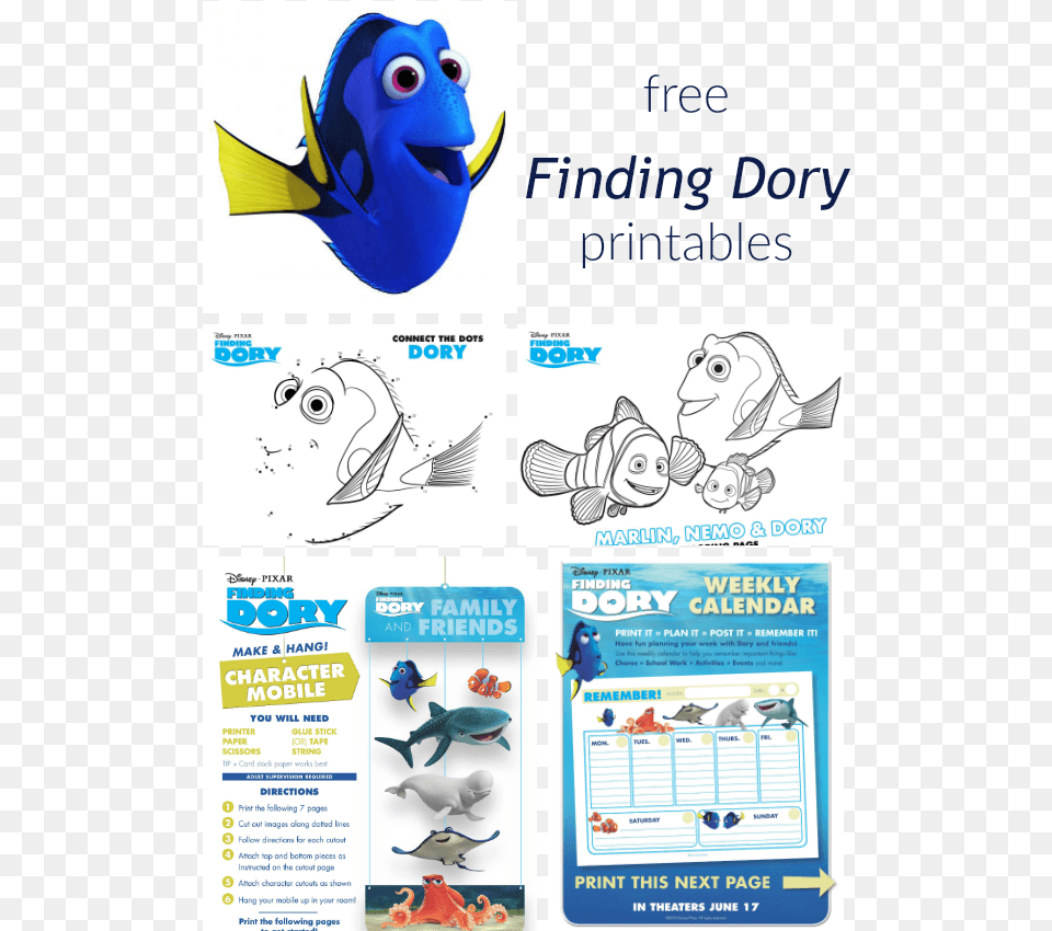 Finding Dory Collage Finding Dory Bodysuit Or T Shirt, Advertisement, Poster, Sea Life, Shark Free Png