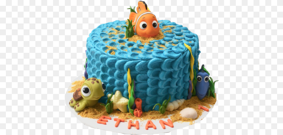 Finding Nemo Chocolate Cake With Blue Icing Orange Finding Nemo Cake, Birthday Cake, Cream, Dessert, Food Png