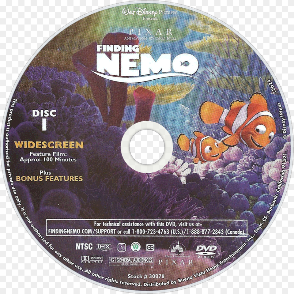 Finding Nemo Dvd Menu Disc 1 Download, Disk, Animal, Fish, Sea Life Png