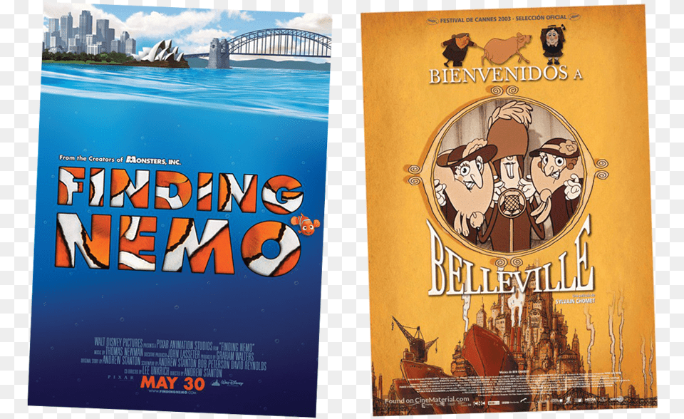 Finding Nemo Les Triplettes De Belleville Triplets Of Belleville Movie Poster, Advertisement, Book, Publication, Person Free Transparent Png
