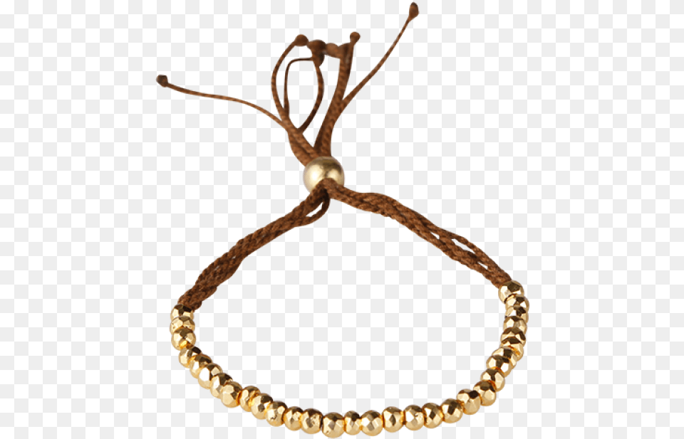 Fine Bracelet In Brown Cotton With Small Gold Pyrite Fine Bracelet, Accessories, Jewelry, Necklace Png