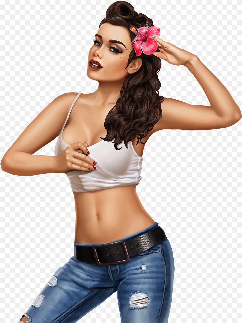 Fine Girl, Jeans, Pants, Clothing, Person Free Png Download