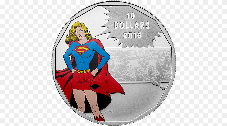 Fine Silver Coloured Coin 2015 Fine Silver 10 Dollar Coin Dc Comics Originals, Book, Publication, Adult, Female Free Transparent Png