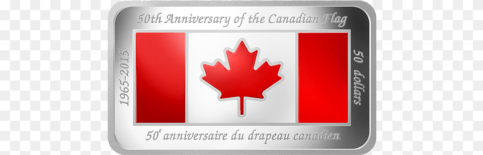 Fine Silver Coloured Rectangular Coin Canada Flag, Leaf, Plant, Logo, Food Png Image