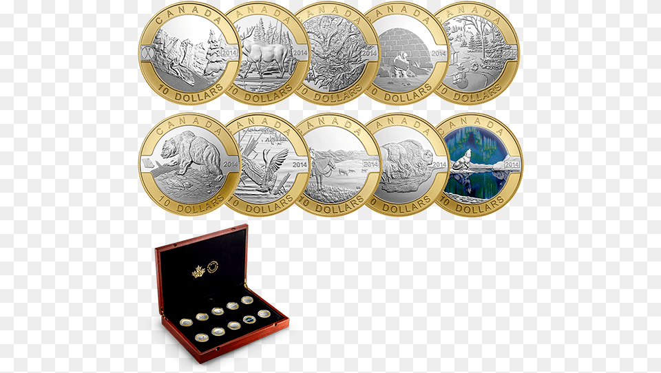 Fine Silver Gold Plated 10 Coin Set O Canada Mintage O Canada 2013 Gold Plated, Money Png Image