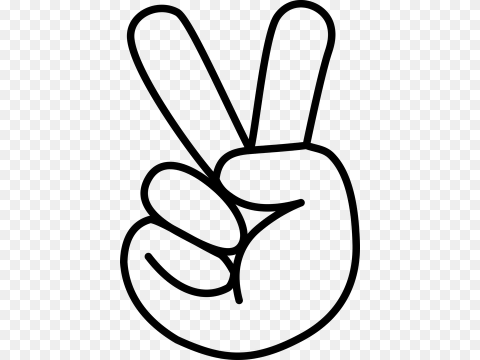 Finger Cartoon Peace Sign, Gray Free Transparent Png