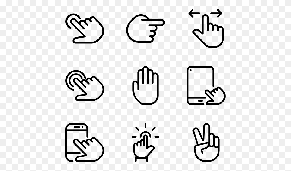 Finger Icons, Gray Free Png Download