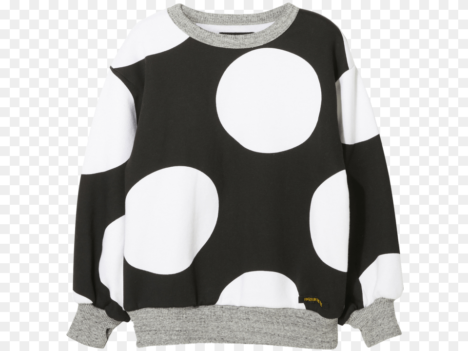 Finger In The Nose Hiroko Sweatshirt Polka Dots Hiroko Black Polka Dots Girl Knitted Crew Neck Sweatshirt, Clothing, Knitwear, Sweater, Pattern Png