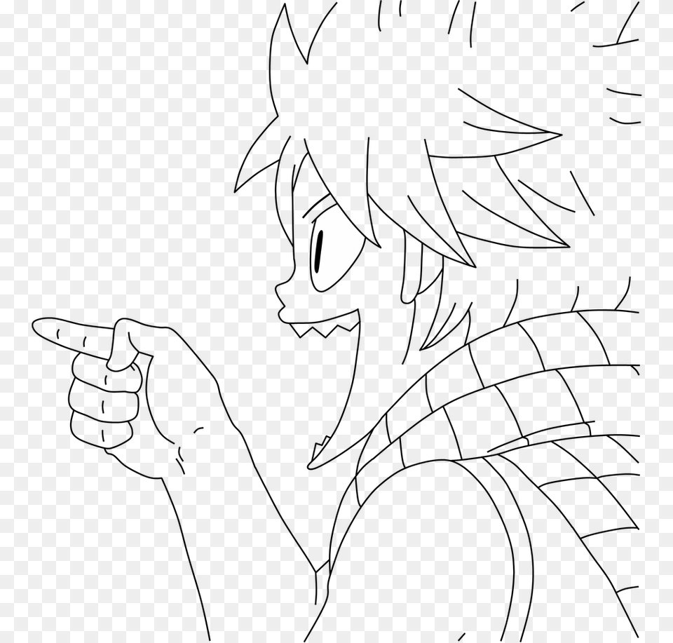 Finger Pointing Down Lineart Natsu Pointing, Lighting, Formal Wear, Astronomy, Outdoors Free Png Download