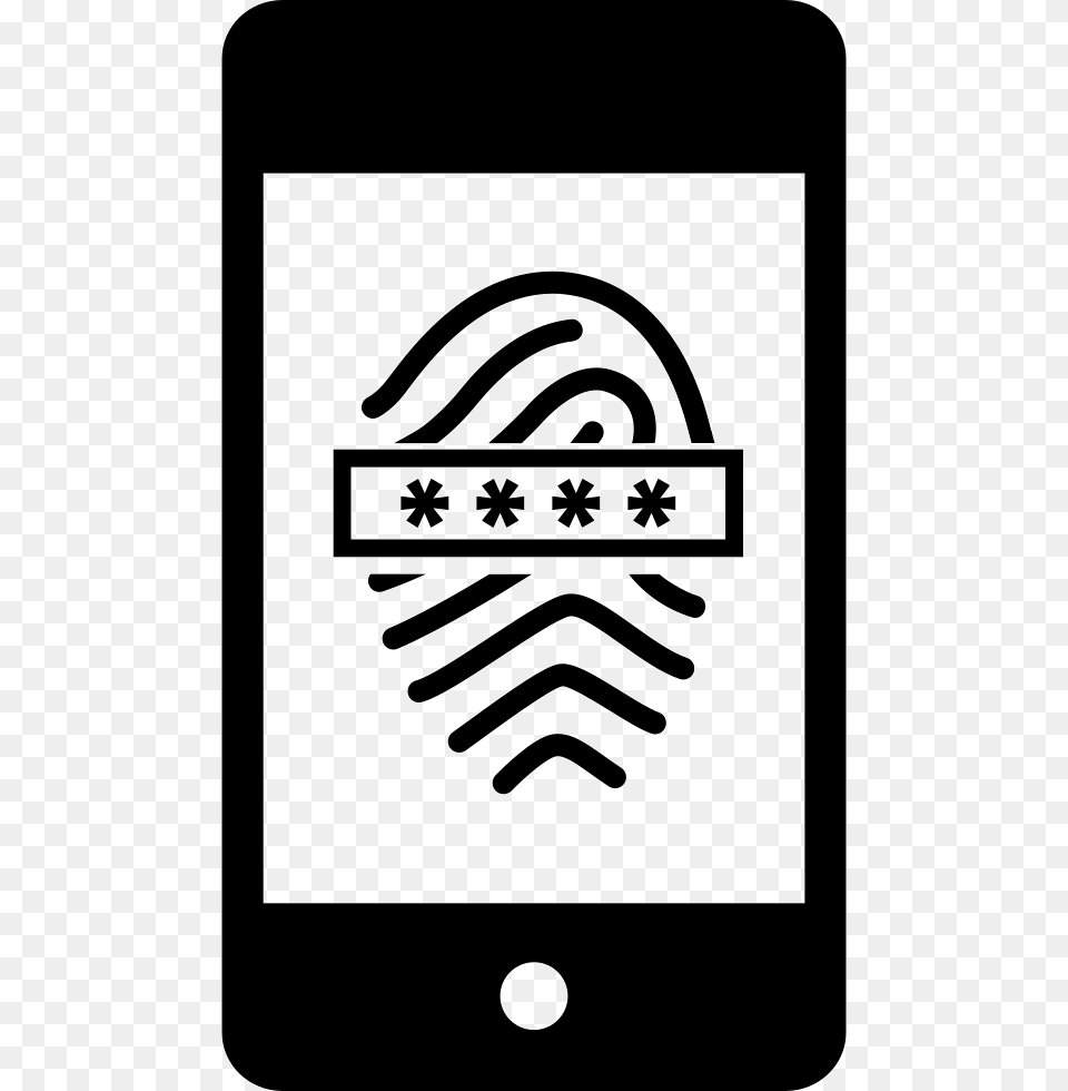 Fingerprint Scanner With Password On Mobile Phone Comments Mobile Fingerprint Icon, Sticker, Stencil, Symbol, Emblem Free Png