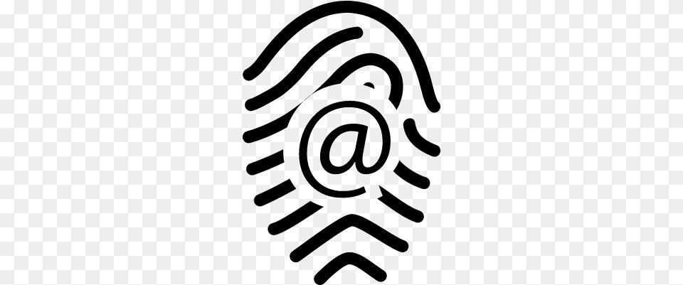 Fingerprint With Arroba Sign Vector Web Research Services Icone, Gray Png
