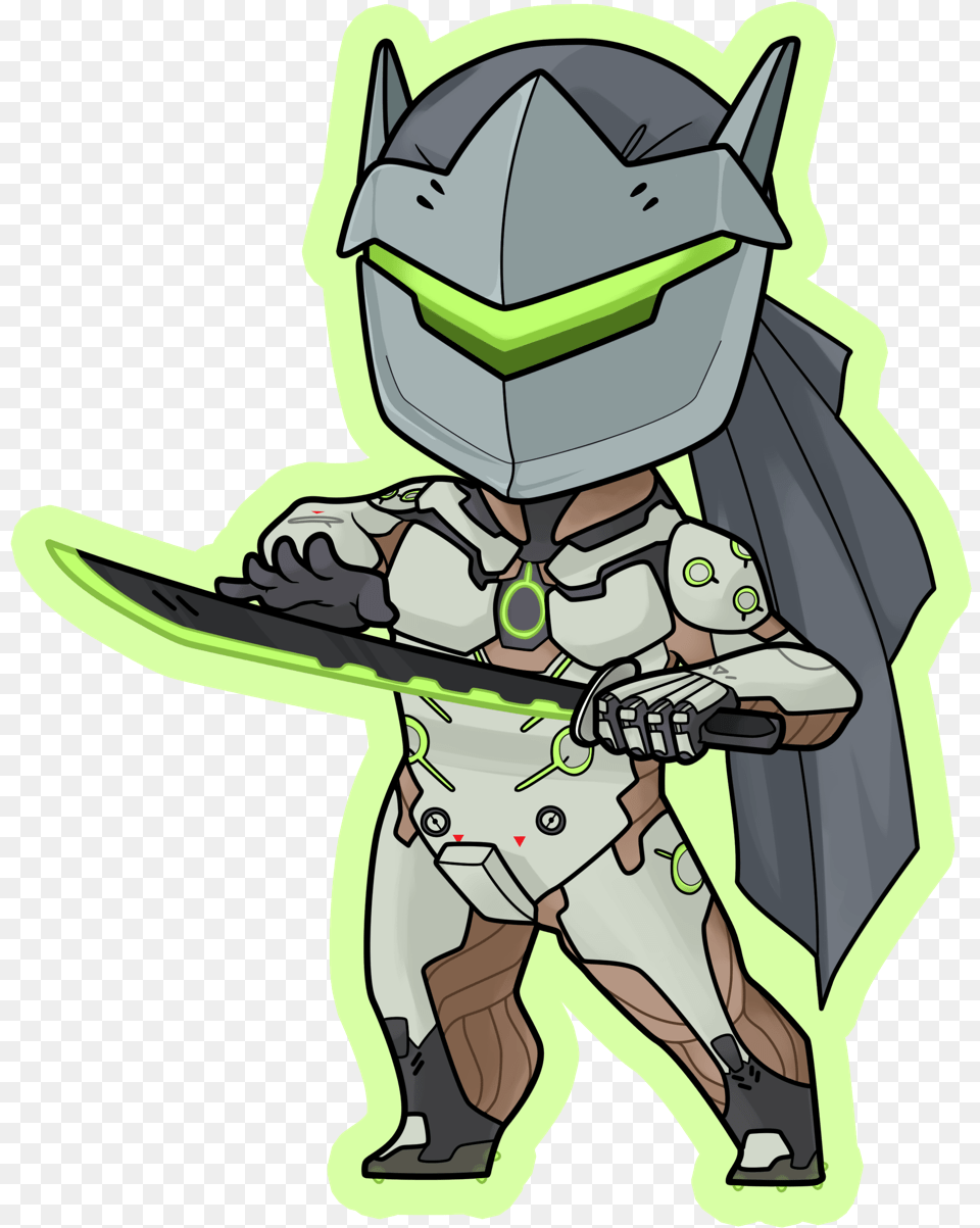 Finished Up The Genjisyou Can Find The Dog Sticker Overwatch Genji Chibi, Baby, Person Free Png Download