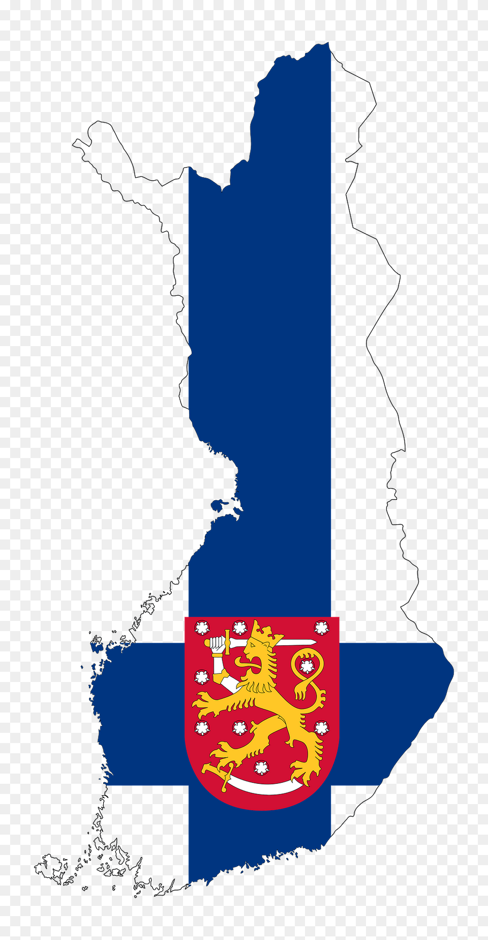 Finland Map Flag With Stroke And Coat Of Arms Clipart, Chart, Plot, Water, Sea Png Image