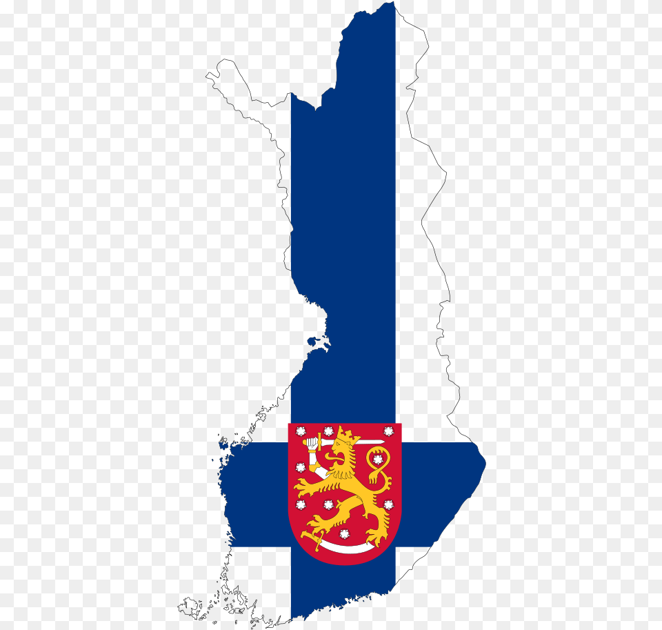 Finland Map Flag With Stroke And Coat Of Arms Map Of Finland, Logo, Nature, Outdoors, Sea Free Transparent Png