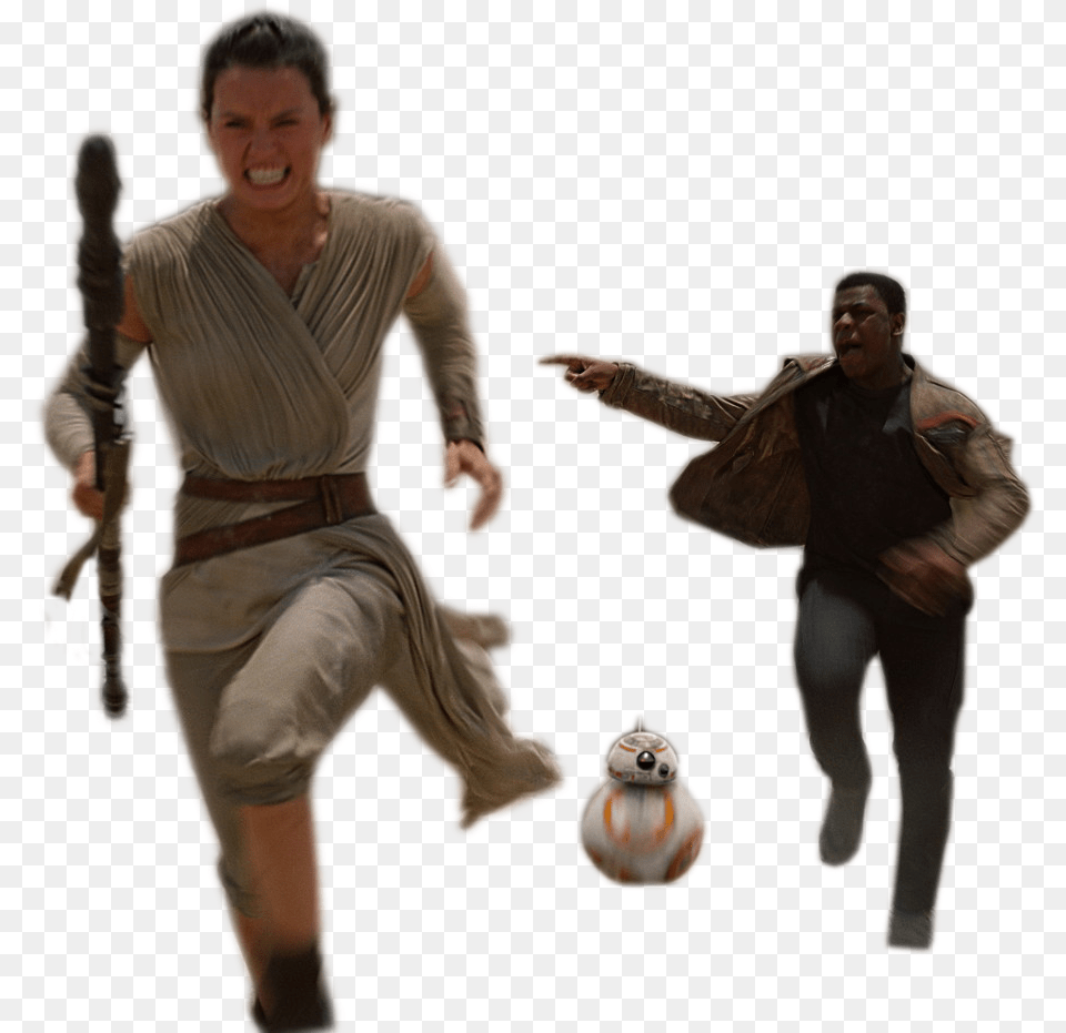 Finn Amp Rey Running Cutout Single Cutouts Included Finn And Rey, Adult, Person, Woman, Female Png Image