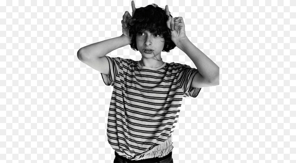 Finn Wolfhard Hd Image Finn Wolfhard Black And White, T-shirt, Portrait, Photography, Person Free Png Download