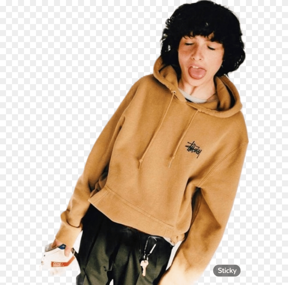 Finn Wolfhard Sticker Cute Celebrity Hot Pictures Of Finn Wolfhard, Clothing, Hoodie, Knitwear, Sweater Free Transparent Png