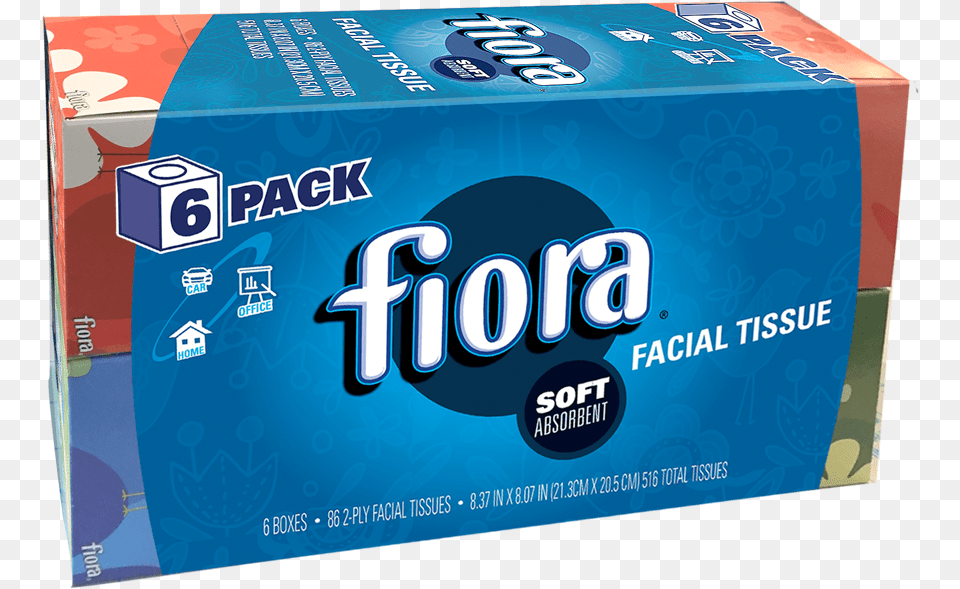 Fiora Facial Tissues White 6 Ct Fiora Toilet Paper 9 Mega Rolls, Box Free Png Download