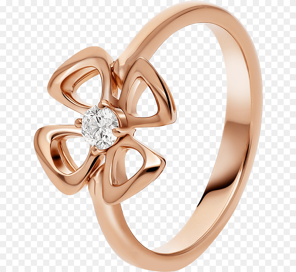 Fiorever 18 Kt Rose Gold Ring Set With A Central Diamond Fiorever Ring Bvlgari, Accessories, Jewelry, Gemstone, Sunglasses Free Png Download