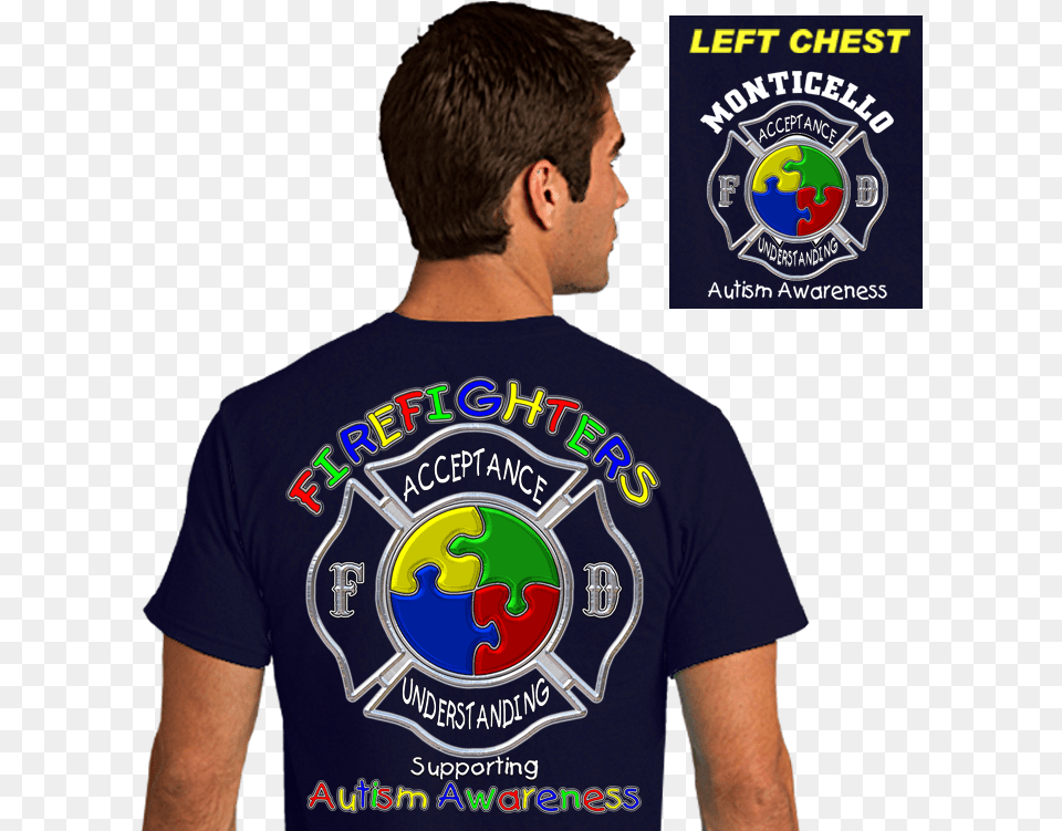 Fire Department Autism Shirts, T-shirt, Shirt, Clothing, Person Free Png Download