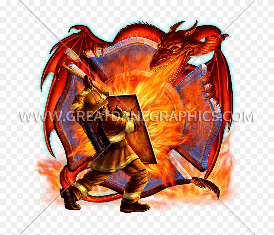 Fire Dragon Production Ready Artwork For T Shirt Printing Fireman Dragon, Adult, Male, Man, Person Free Transparent Png