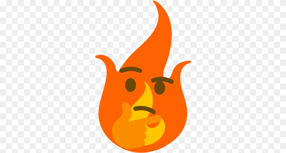 Fire Emoji With Thinking Face Clip Art, Flame, Head, Person, Animal Free Png