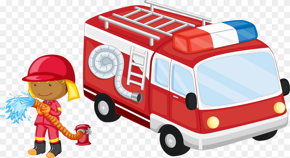 Fire Engine Cartoon, Baby, Person, Transportation, Vehicle Free Transparent Png