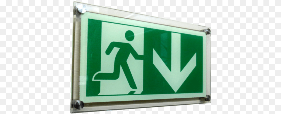 Fire Exit Arrow Down, Sign, Symbol, Road Sign Png