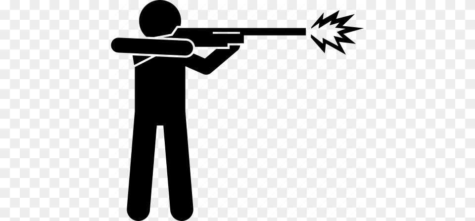 Fire Firing Man People Person Shoot Shotgun Icon, Firearm, Gun, Rifle, Weapon Free Png Download