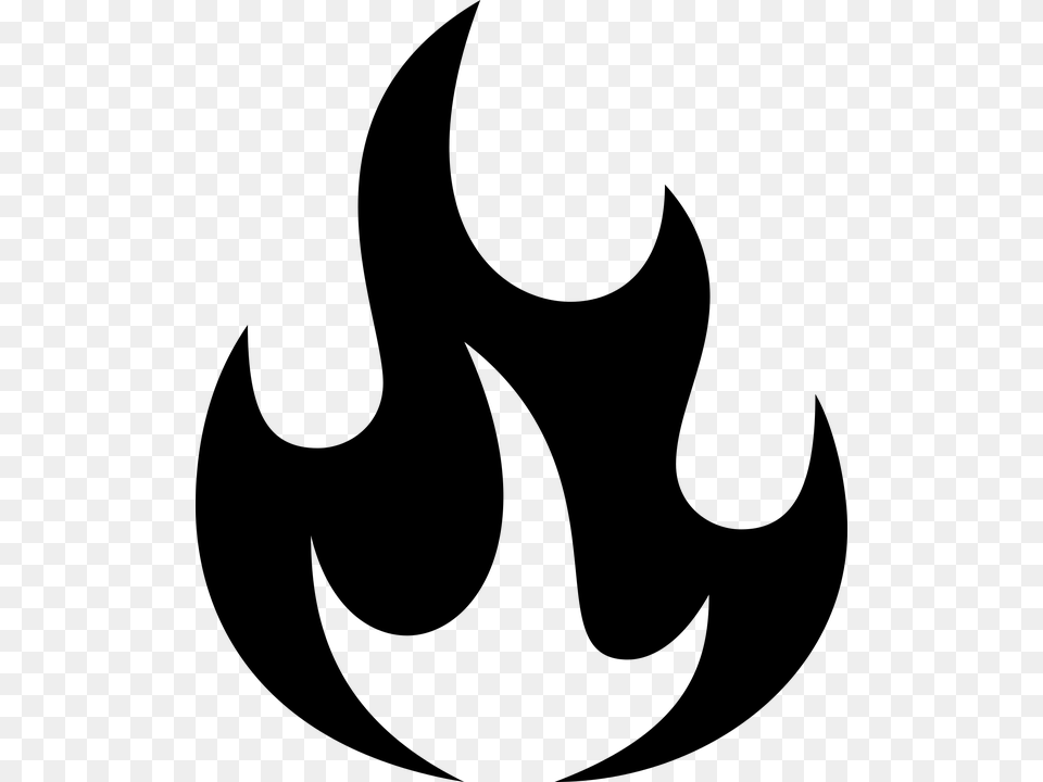 Fire Flame Heat Hot Ideas Black And White Fire Clip Art, Gray Free Png Download