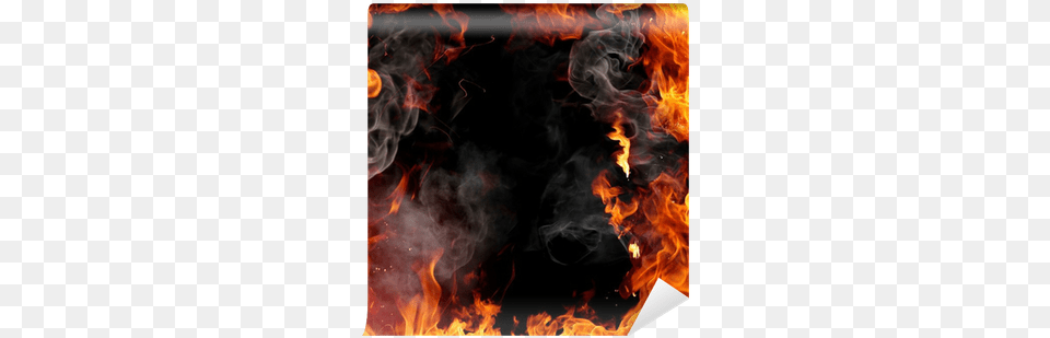 Fire Frame Wall Mural Pixers Flame And Smoke Background, Bonfire Free Transparent Png